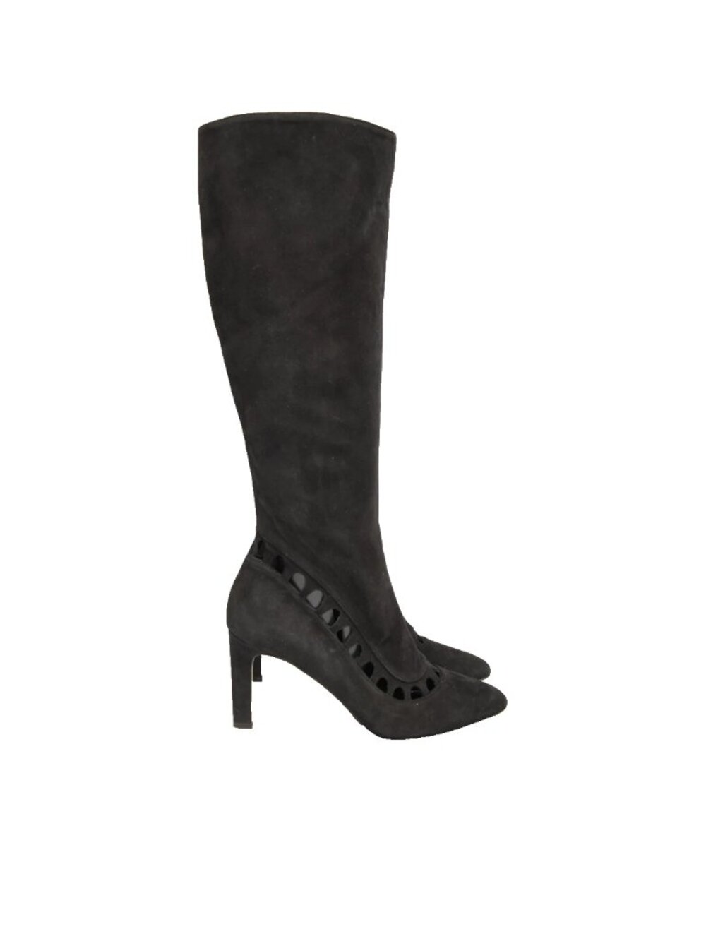$780 AQUATALIA Aliana Knee High Boot Pointy WEATHERPROOF SUEDE BLACK 7.5 (RB)